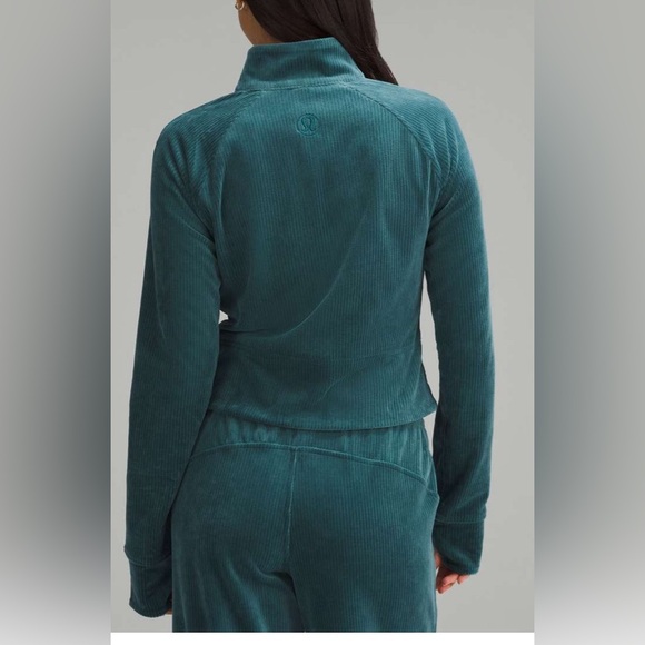 NWOT Lululemon Scuba Track Jacket *Velvet Cord Storm Teal - Picture 2 of 9